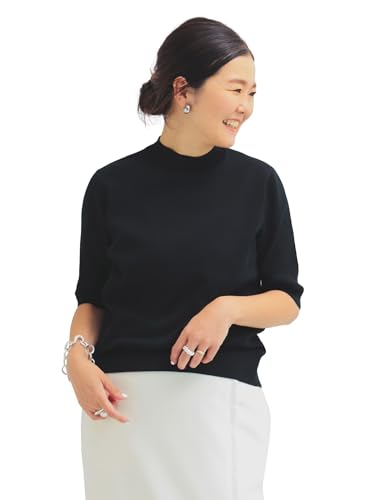 「超美品」デミルクス ビームス シンプルモックネックニット ネイビー Demi-Luxe BEAMS（デミルクス ビームス）シンプル モックネック